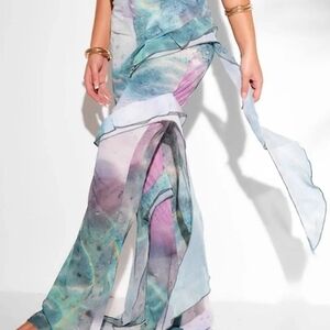 NWT PrettyLittleThing Multicolor Straight Leg Pants SIZE 0 FITS 2ALSO